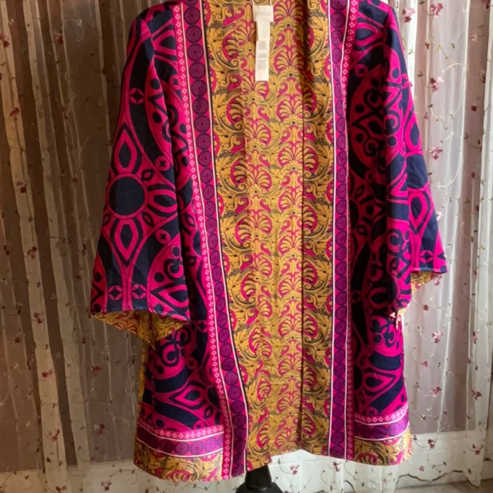 Chicos open front reversible BoHo jacket